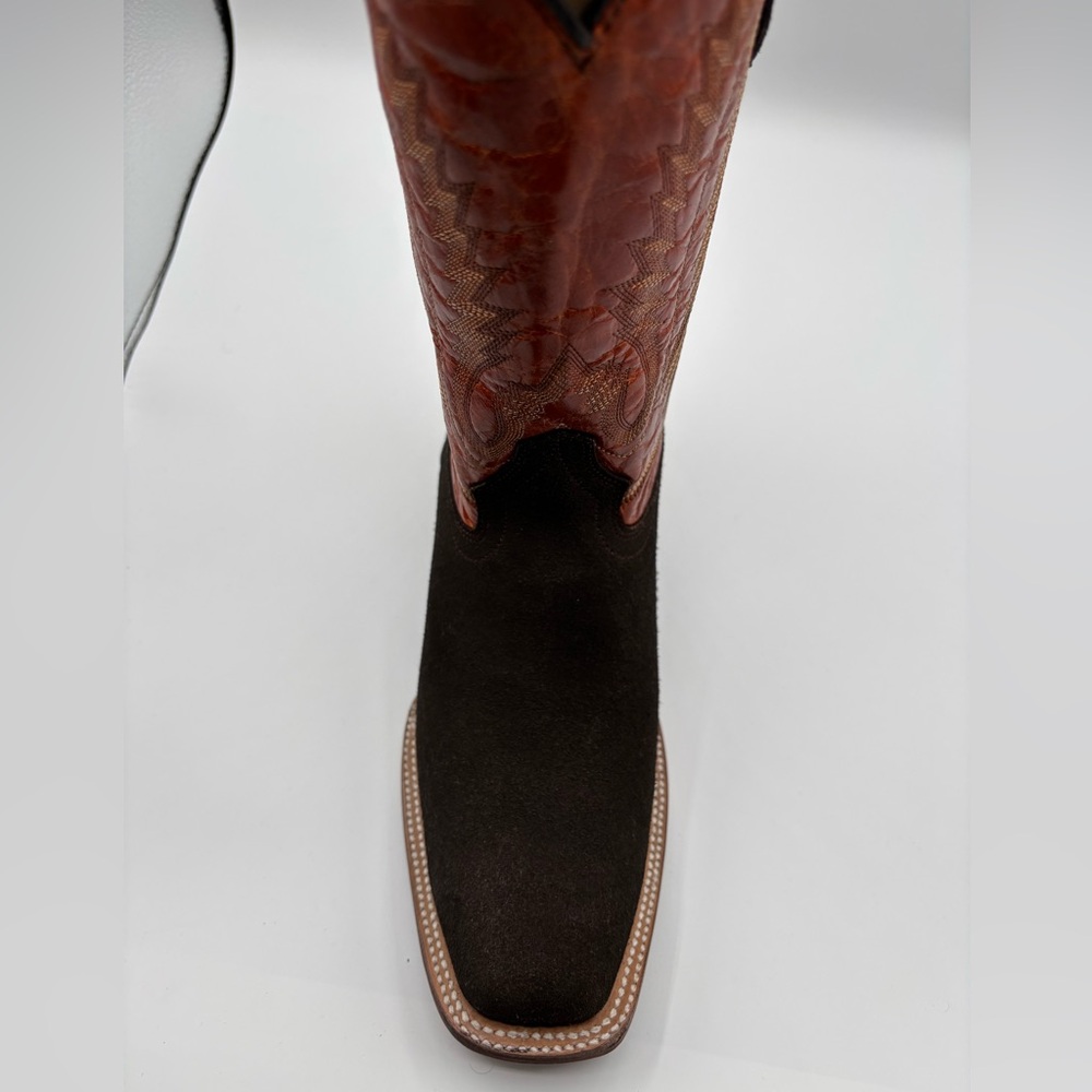 Mens black roughout boots with cutter toe and spur heel SIZE 10.5 - Picture 3 of 4